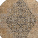 8' Copper And Brown Medallion Washable Round Rug With UV Protection