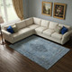 10' X 14' Denim Blue And Gray Medallion Washable Area Rug With UV Protection