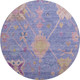 8' Purple And Blue Oriental Washable Round Rug With UV Protection