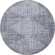 8' Blue And Purple Geometric Washable Round Rug With UV Protection