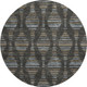 8' Coffee And Gray Striped Washable Round Rug With UV Protection