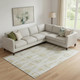 8' X 10' Ivory And Gold Striped Washable Area Rug With UV Protection