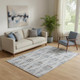 5' X 8' Light Taupe And Blue Striped Washable Area Rug With UV Protection