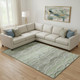 8' X 10' Green And Ivory Abstract Geometric Washable Area Rug With UV Protection
