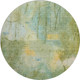 8' Sage And Teal Abstract Washable Round Rug With UV Protection
