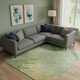 9' X 12' Sage And Teal Abstract Washable Area Rug With UV Protection