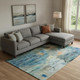 9' X 12' Teal And Green Abstract Washable Area Rug With UV Protection