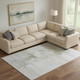 9' X 12' Linen And Ivory Abstract Washable Area Rug With UV Protection