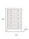 32" White Wood Five Drawer Dresser