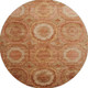 8' Terra Cotta And Copper Geometric Washable Round Rug With UV Protection