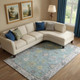 9' X 12' Pale Aqua And Teal Oriental Washable Area Rug With UV Protection