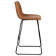 Set of Two 29" Brown and Black Faux Leather and Aluminum Bar Height Bar Chairs