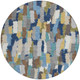 8' Navy Blue And Denim Blue Round Striped Washable Indoor Outdoor Area Rug