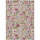 3' X 5' Pink And Linen Floral Washable Indoor Outdoor Area Rug