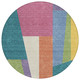8' Teal Blue And Blush Round Geometric Washable Indoor Outdoor Area Rug