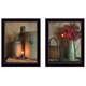 Set Of Two Country Candlelight Black Framed Print Wall Art
