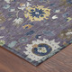 8' Plum And Navy Blue Round Floral Medallion Washable Indoor Outdoor Area Rug