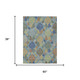 3' X 5' Teal Blue And Navy Blue Damask Washable Indoor Outdoor Area Rug