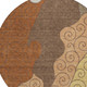 8' Orange And Brown Round Abstract Washable Indoor Outdoor Area Rug