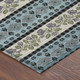 8' Aqua And Charcoal Round Striped Washable Indoor Outdoor Area Rug