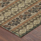9' X 12' Chocolate And Gold Striped Washable Indoor Outdoor Area Rug