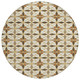 8' Gold And Orange Round Geometric Washable Indoor Outdoor Area Rug