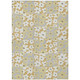 10' X 14' Gold And Ivory Floral Washable Indoor Outdoor Area Rug