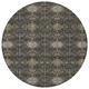 8' Black And Charcoal Round Geometric Washable Indoor Outdoor Area Rug