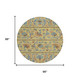 8' Gold And Teal Blue Round Floral Washable Indoor Outdoor Area Rug