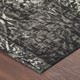 8' Black And Charcoal Round Damask Washable Indoor Outdoor Area Rug
