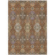 10' X 14' Orange And Copper Floral Washable Indoor Outdoor Area Rug