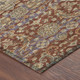 9' X 12' Burgundy And Orange Floral Medallion Washable Indoor Outdoor Area Rug