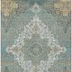 5' X 8' Teal Blue And Sky Blue Medallion Washable Indoor Outdoor Area Rug