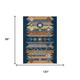 8' X 10' Navy Blue And Orange Geometric Washable Indoor Outdoor Area Rug