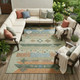9' X 12' Sage And Green Geometric Washable Indoor Outdoor Area Rug
