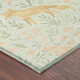 5' X 8' Mint Green And Pink Botanical Leaves Washable Indoor Outdoor Area Rug
