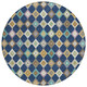 8' Navy Blue And Chocolate Round Aztec Washable Indoor Outdoor Area Rug