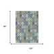 8' X 10' Teal Blue And Orange Aztec Washable Indoor Outdoor Area Rug