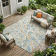 9' X 12' Blue And Denim Blue Abstract Washable Indoor Outdoor Area Rug