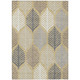 5' X 8' Gold And Ivory Floral Washable Indoor Outdoor Area Rug