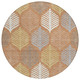 8' Orange And Copper Round Floral Washable Indoor Outdoor Area Rug