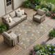 9' X 12' Taupe And Gray Horse Washable Indoor Outdoor Area Rug