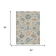 3' X 5' Beige And Green Oriental Washable Indoor Outdoor Area Rug