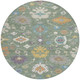 8' Sage And Orange Round Oriental Washable Indoor Outdoor Area Rug