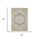 3' X 5' Green And Beige Floral Medallion Washable Indoor Outdoor Area Rug