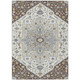 9' X 12' Chocolate And Ivory Floral Medallion Washable Indoor Outdoor Area Rug