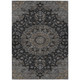 5' X 8' Black And Charcoal Floral Medallion Washable Indoor Outdoor Area Rug