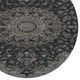 8' Black And Charcoal Round Floral Medallion Washable Indoor Outdoor Area Rug