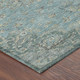 8' Teal Blue And Turquoise Round Floral Medallion Washable Indoor Outdoor Area Rug