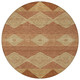 8' Orange And Copper Round Geometric Washable Indoor Outdoor Area Rug